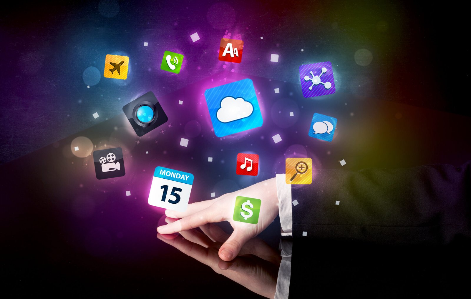 Social media marketing strategy illustration showing digital apps, communication tools, and online marketing platforms for social media trends in 2026.